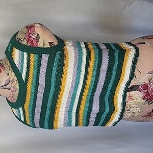 ROOTS Cotton Stripes Vest Bright Cropped Knit